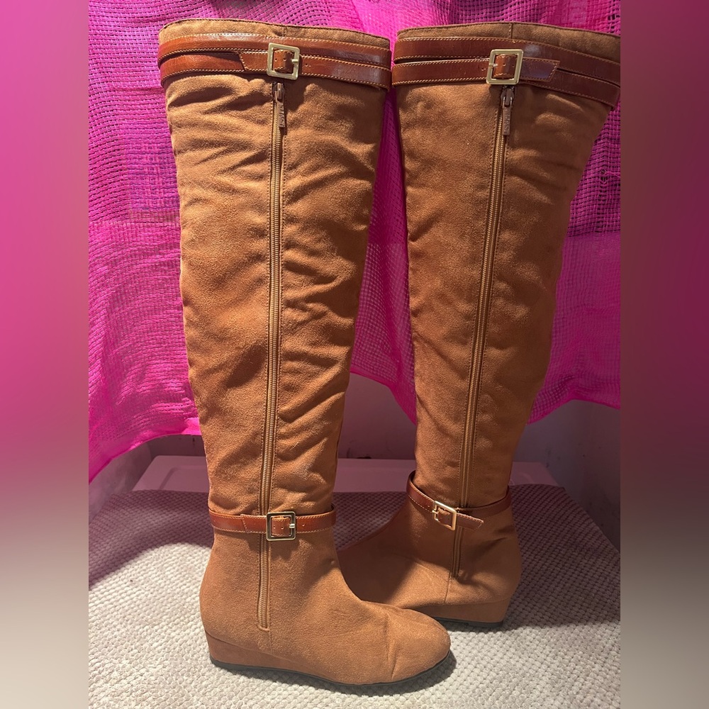 Michael Antonio faux suede over the knee boots